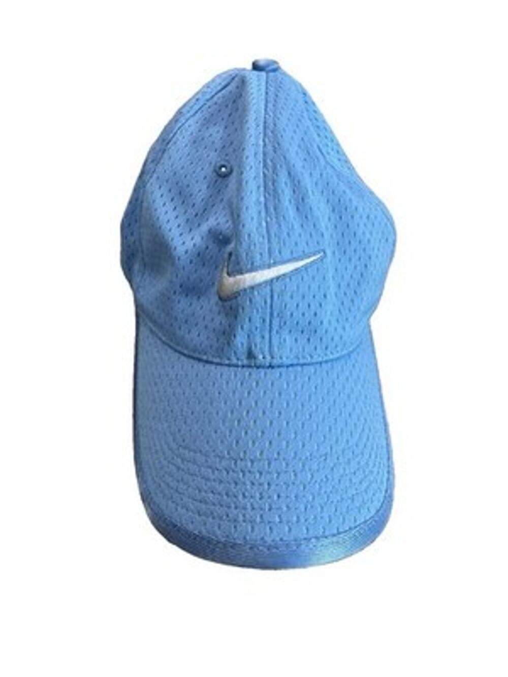 VTG Y2K Nike Dri-FIT Center Swoosh Mesh Baseball Cap Baby Light Blue Adjustable
